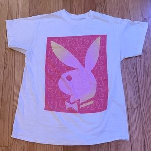 White playboy shirt with playboy logo